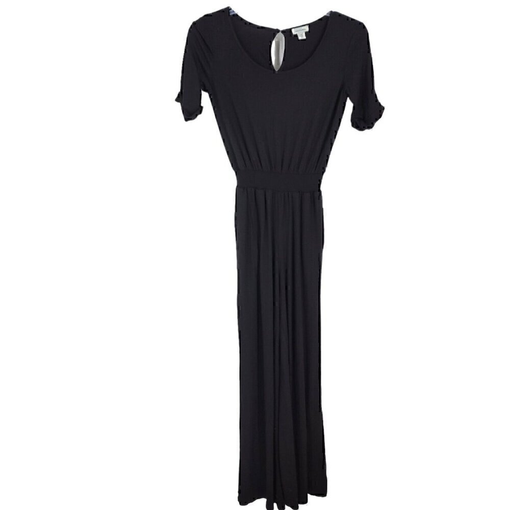 Sundance XS Short Sleeve Black Jumpsuit Wide leg Capsule Modern Minimalist Soft